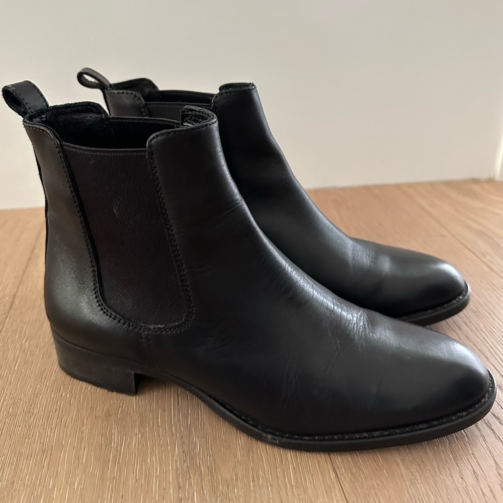 J. Crew Black Leather Chelsea Ankle Boots 6.5